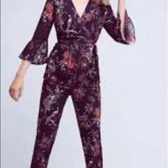 MAEVE Anthropologie Floral Bird Print Jumpsuit 2 - Picture 2 of 4